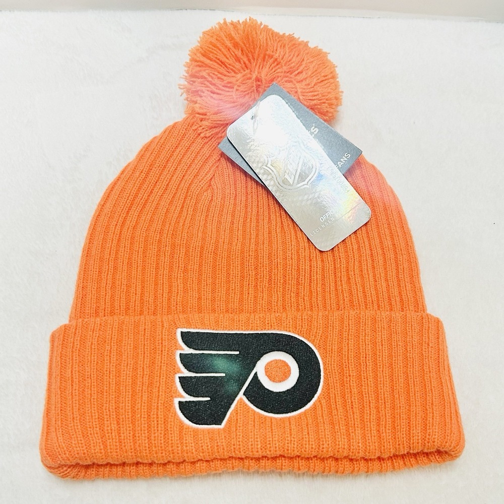 Fanatics Philadelphia Flyers Beanie Hat Cap Knit‎ Cuffed Pom Pom Orange NHL